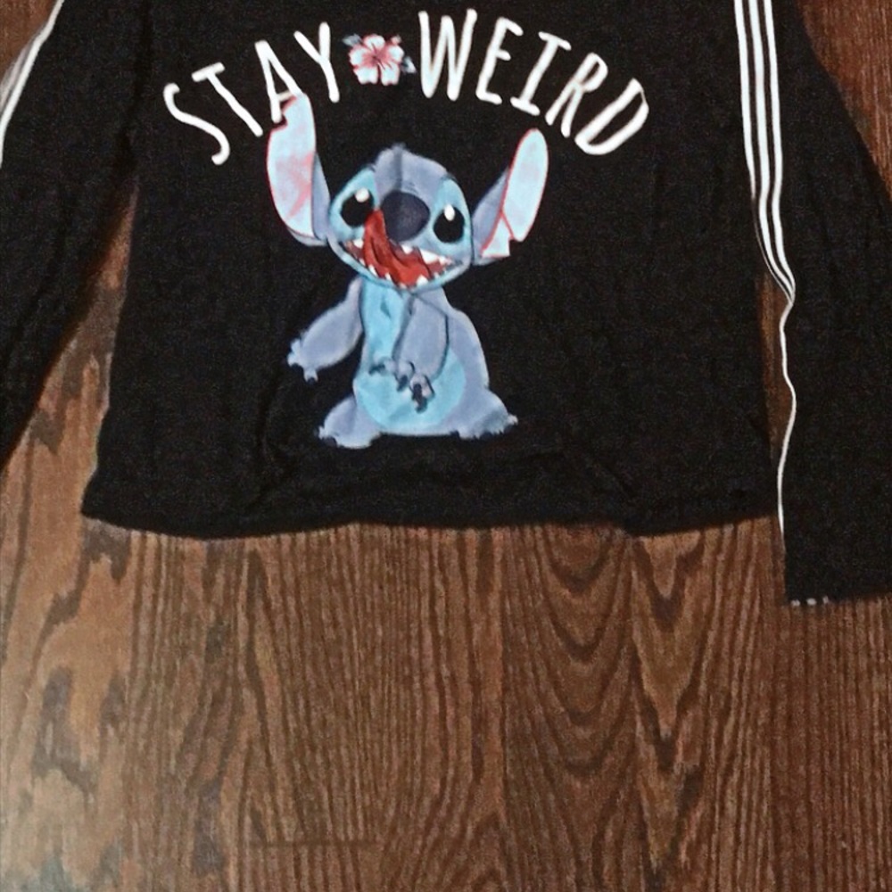 A black with white strips Disney stitch long shirt